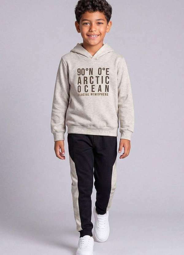 Conjunto Infantil Menino Blusão e Calça Bicolor Mescla