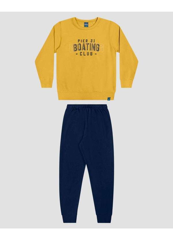 Conjunto Infantil Menino Blusão e Calça em Moletom Amarelo
