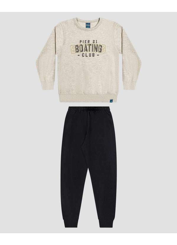 Conjunto Infantil Menino Blusão e Calça em Moletom Mescla