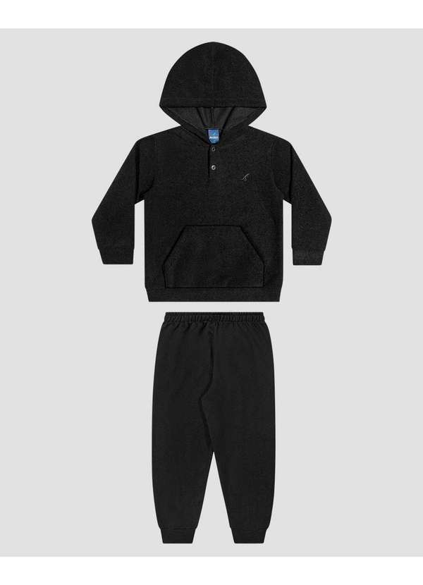 Conjunto Infantil Menino Blusão e Calça em Moletom Preto