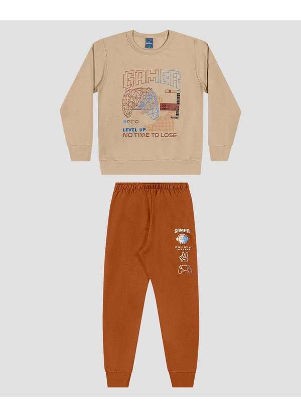 Conjunto Infantil Menino Blusão e Calça Jogger Bege