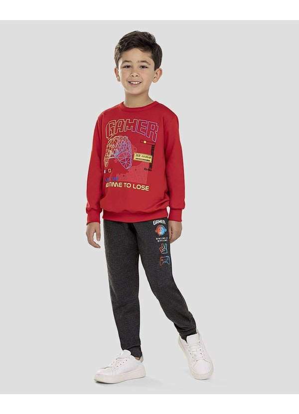 Conjunto Infantil Menino Blusão e Calça Jogger Vermelho