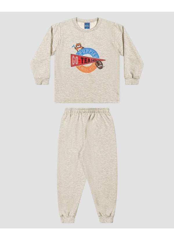 Conjunto Infantil Menino Blusão e Calça Moletom Mescla