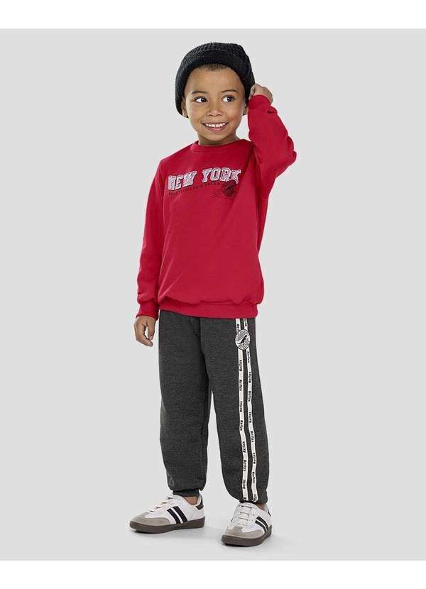 Conjunto Infantil Menino Blusão e Calça Moletom Vermelho