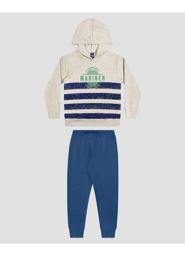 Conjunto Infantil Menino Blusão Listrado e Calça Mescla