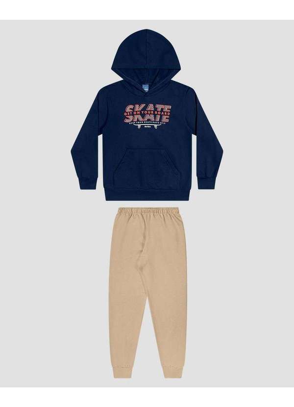 Conjunto Infantil Menino Blusão Skate e Calça Azul