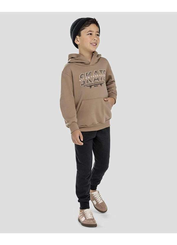 Conjunto Infantil Menino Blusão Skate e Calça Marrom