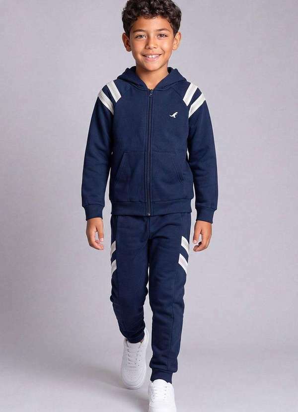 Conjunto Infantil Menino Jaqueta Capuz e Calça Azul