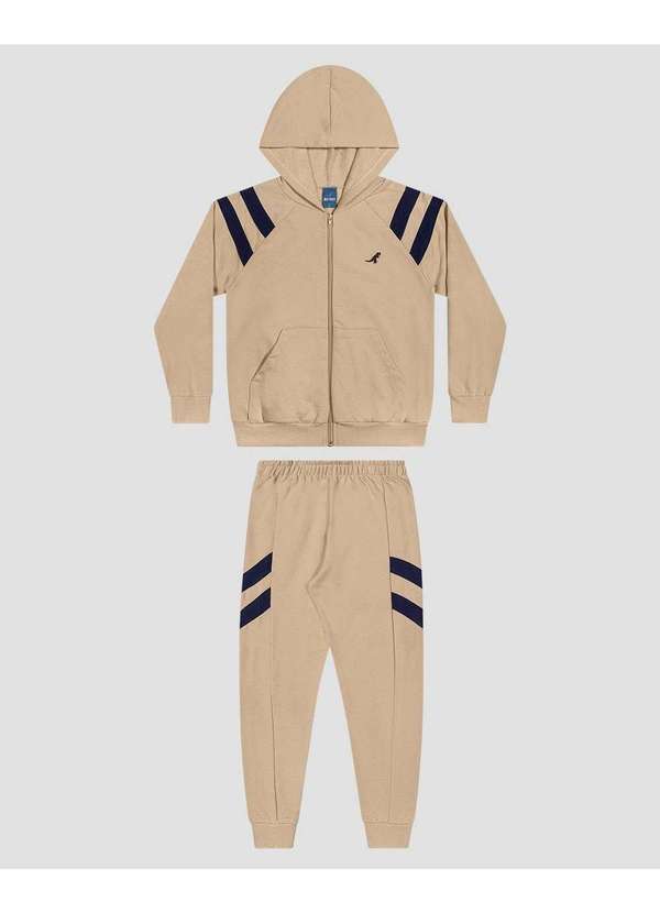 Conjunto Infantil Menino Jaqueta Capuz e Calça Bege