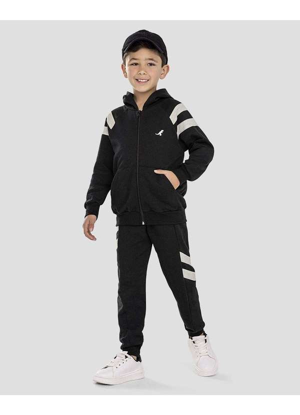 Conjunto Infantil Menino Jaqueta Capuz e Calça Preto