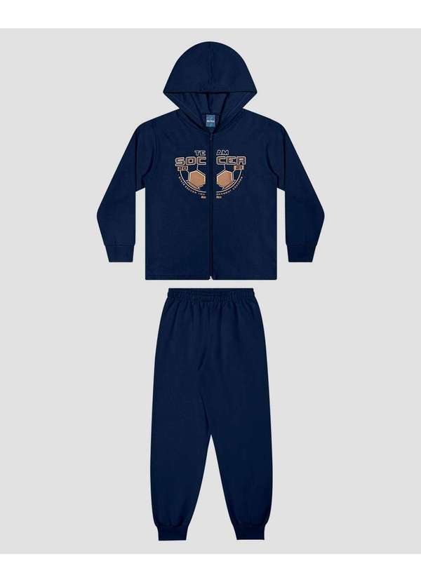 Conjunto Infantil Menino Jaqueta com Capuz e Calça Azul