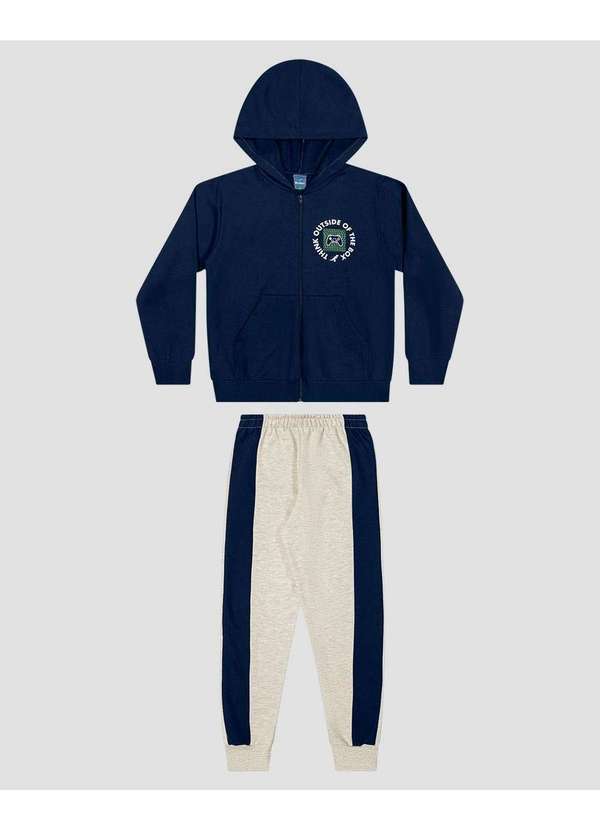Conjunto Infantil Menino Jaqueta Estampa Game e Calça Azul