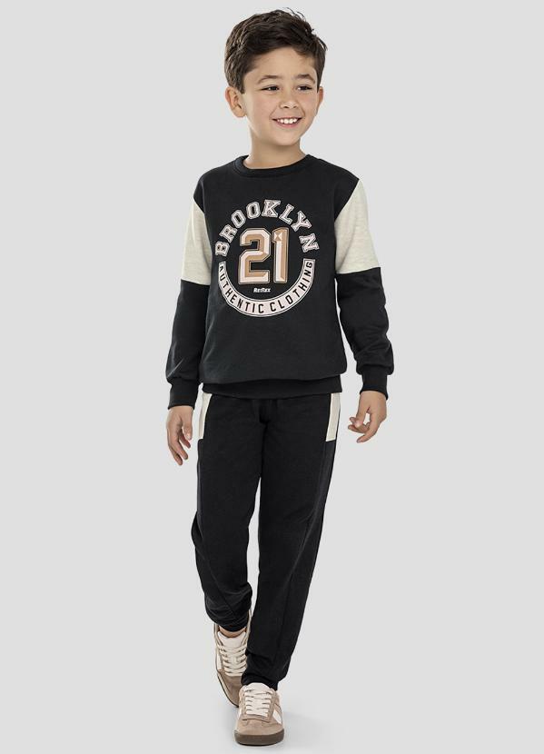 Conjunto Moletom com Recortes Preto