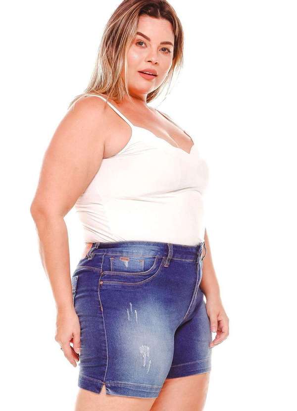 Bermuda Meia Coxa Almaria Plus Size Fact Jeans Azu