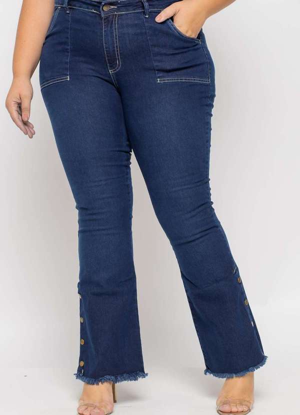 Calça Flare Almaria Plus Size Shyros Jeans Azul