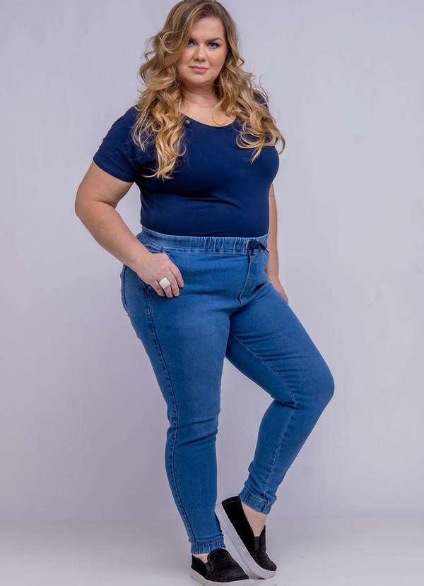 Calça Jogger Almaria Plus Size Shyros Jeans Azul
