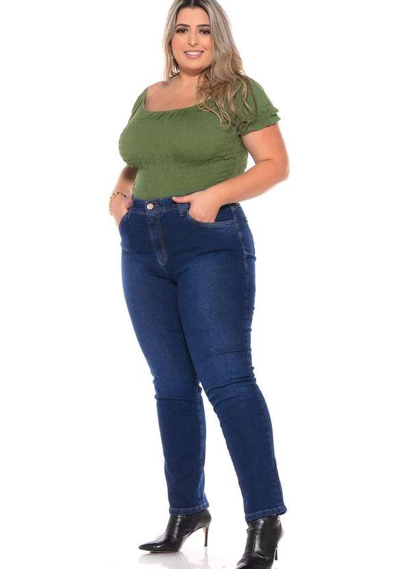 Calça Skinny Almaria Plus Size Fact Jeans Azul
