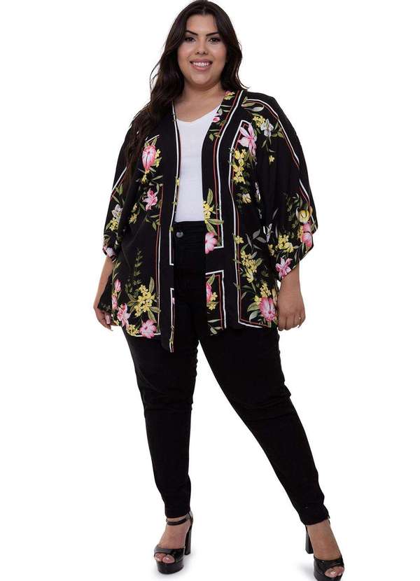 Kimono Curto Almaria Plus Size Mais na Moda Estamp