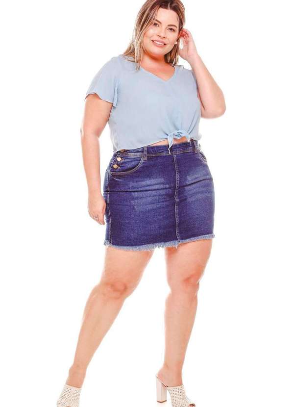 Mini Saia Almaria Plus Size Fact Jeans Desfiada Je