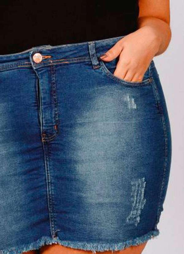Mini Saia Almaria Plus Size Fact Jeans Azul