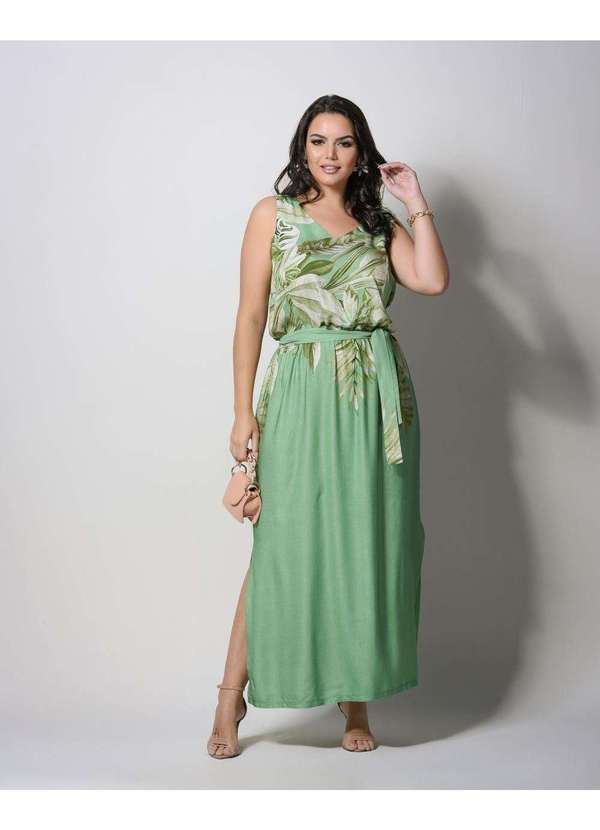 Vestido Almaria Plus Size New Umbi Longo Verde