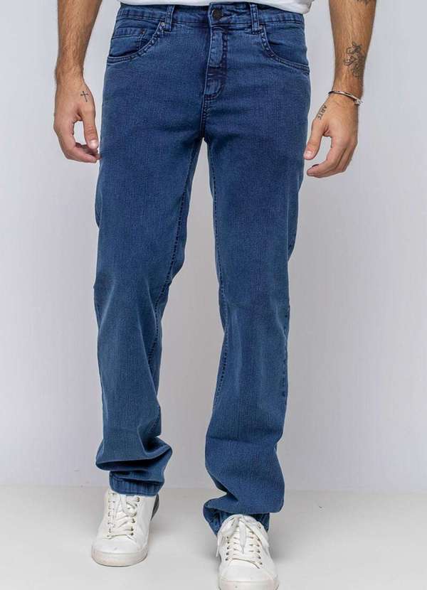 Calça Reta Almaria Shyros Masculino Jeans Azul-Esc