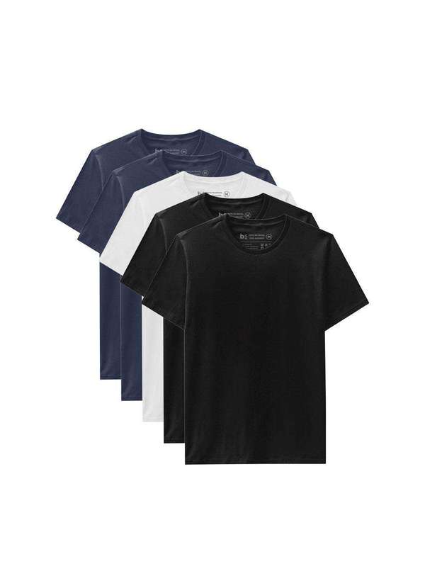 Kit de 5 Camisetas Básicas de Várias Cores Azul