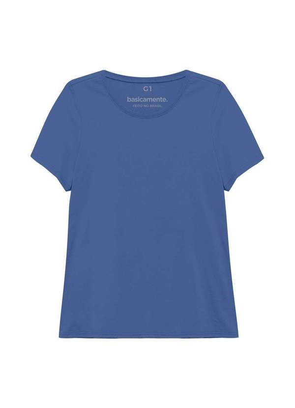 Camiseta Babylook Gola C Plus Size Feminina Azul O