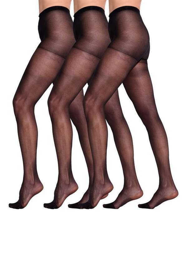 Vista 2 Kit com 3 Meias Calças Fio 15 Adherence Trifil 6394 Preto TRIFIL