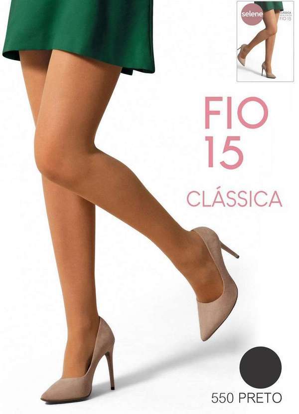 Vista 2 Meia Calça Clássica Fio 15 Selene 9120-001 550-Preto SELENE