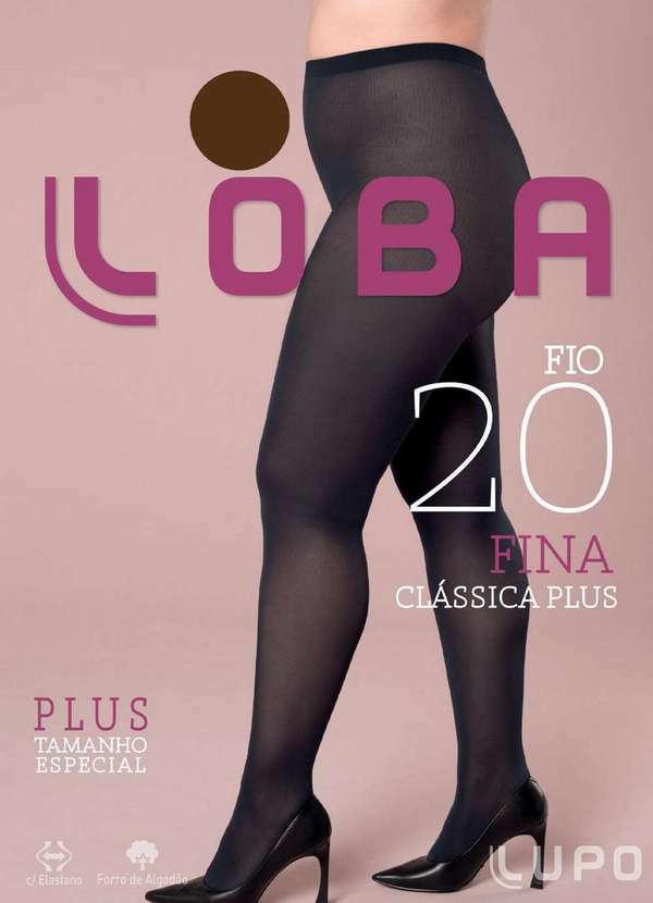Vista 2 Meia Calça Fio 20 Clássica Plus Size Loba 5795-001 763-Castanho Lupo Lupo