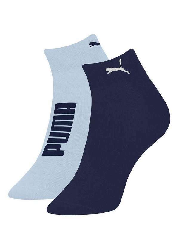 Vista 2 Kit 2 pares de Meias Esportiva Cano Curto Puma 4595-001 976-Azul-Claro-Marinho Puma