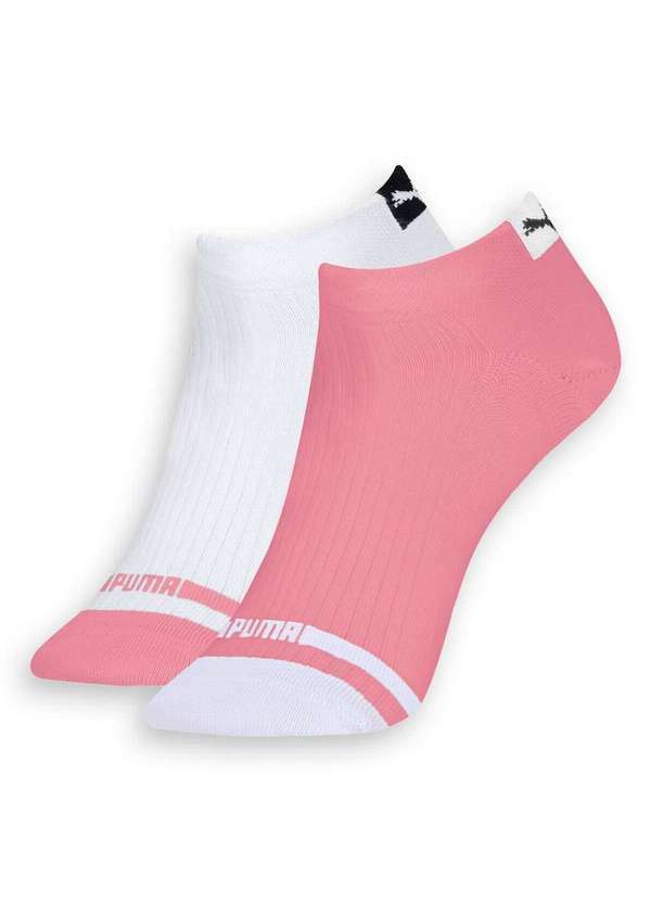 Vista 2 Kit 2 pares de Meias Esportiva Cano Curto Puma 4745-001/002 995-Rosado-Branco Puma