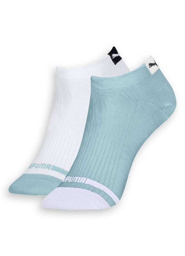Vista 2 Kit 2 pares de Meias Esportiva Cano Curto Puma 4745-001/002 992-Branco-Azul-Claro Puma