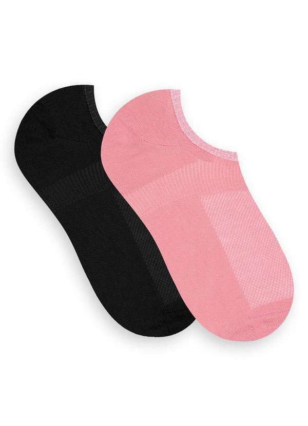 Vista 2 Kit 2 pares de Meias Invisível Selene 4805-001 998-Preto-Rosado SELENE