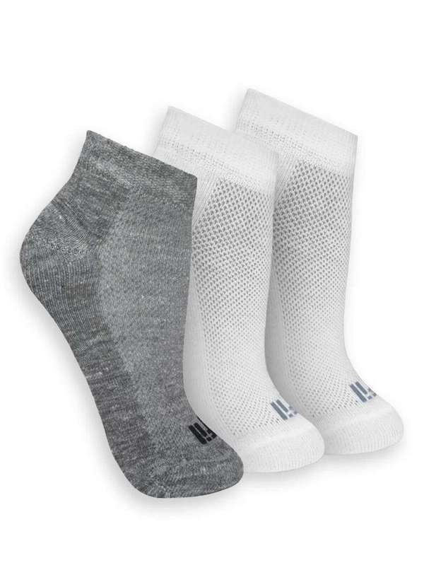 Vista 2 Kit 3 pares de Meias Esportiva Cano Curto Trifil 8014 0902-Mescla-Branco TRIFIL