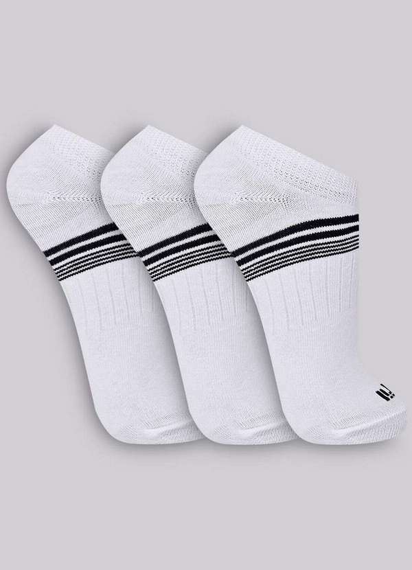 Vista 2 Kit 3 pares de Meias Esportiva Invisível Trifil 8015 0900-Branco TRIFIL