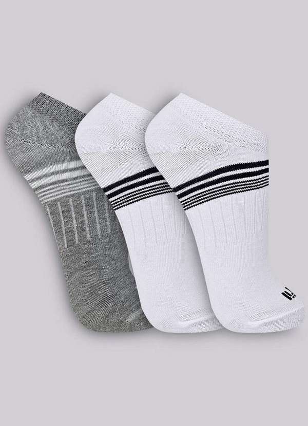 Vista 2 Kit 3 pares de Meias Esportiva Invisível Trifil 8015 0902-Mescla-Branco TRIFIL