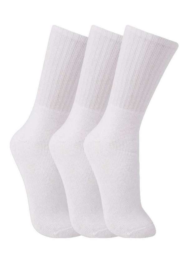 Vista 2 Kit 3 pares de Meias Esportivas Cano Longo 6313 0001-Branco TRIFIL TRIFIL
