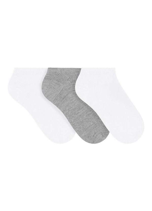 Kit 3 pares de Meias Invisível Selene 4001-006 997-Branco-Cinza