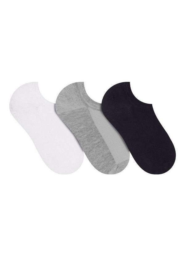 Vista 2 Kit 3 pares de Meias Invisível Selene 4825-001 999-Branco-Cinza-Preto SELENE