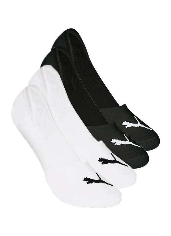 Vista 2 Kit 4 pares de Meias Invisível Puma 4715-001 Branco-Preto Puma