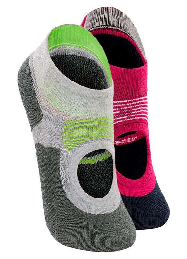 Vista 2 Kit 2 pares de Sapatilhas Antiderrapante Pilates Lupo 3286-002 Cinza-Cereja Lupo