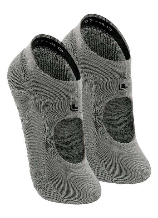 Vista 2 Kit 2 pares de Sapatilhas Antiderrapante Pilates Lupo 3286-003 Cinza