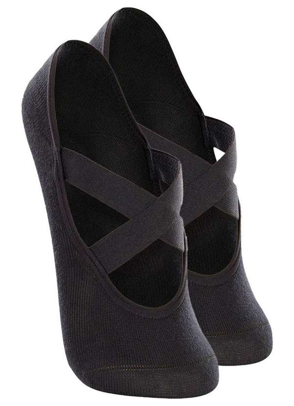 Kit 2 pares de Sapatilhas Antiderrapante Pilates Lupo 4942-006 Preto