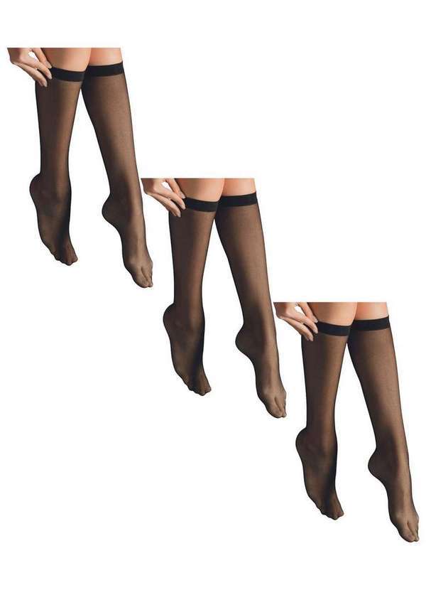Vista 2 Kit 3 pares de Meias 3/4 Fio 15 Selene 9040 Preto SELENE