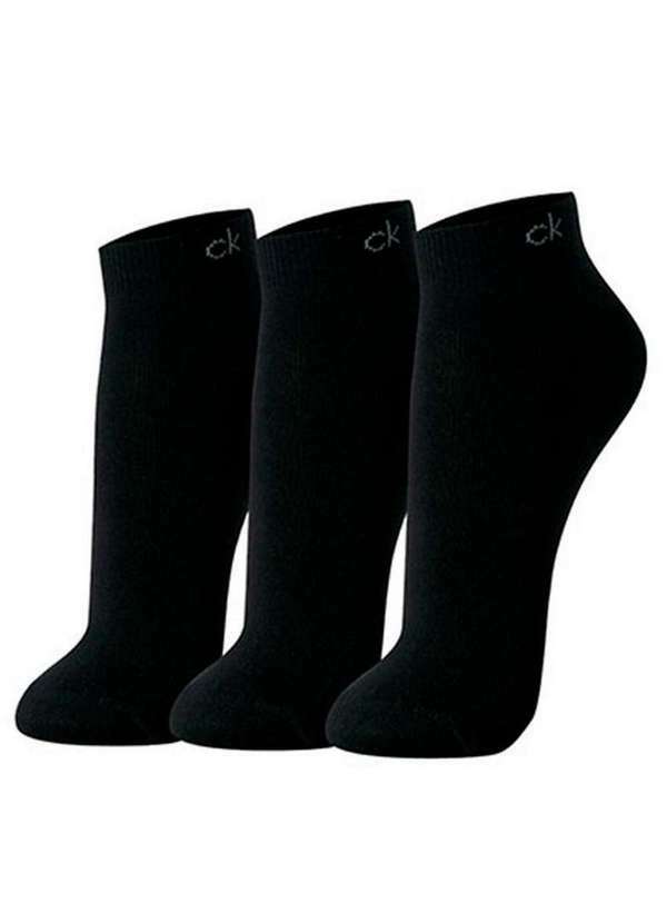 Kit 3 pares de Meias Cano Curto Calvin Klein C23.01 Pt00-Preto