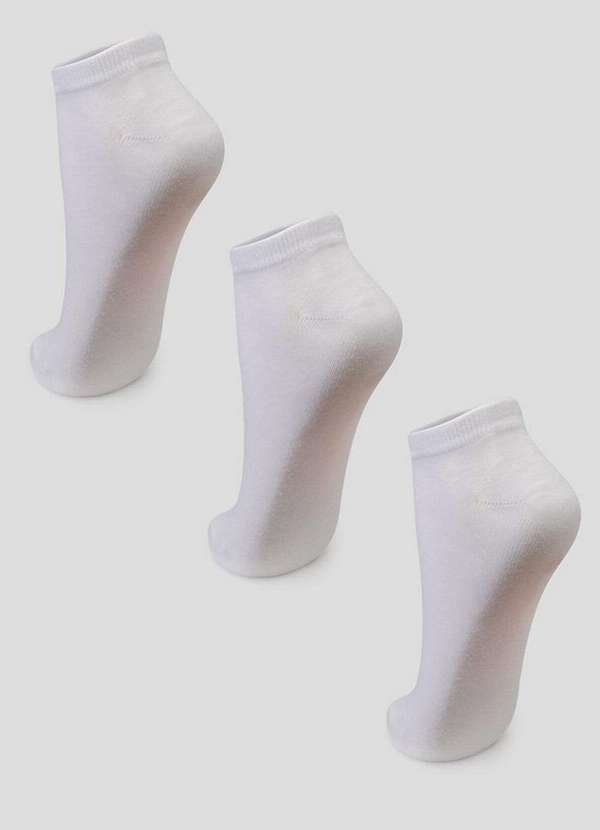 Vista 2 Kit com 3 Meias Cano Curto Puket 8547 3172-100-Branco Puket