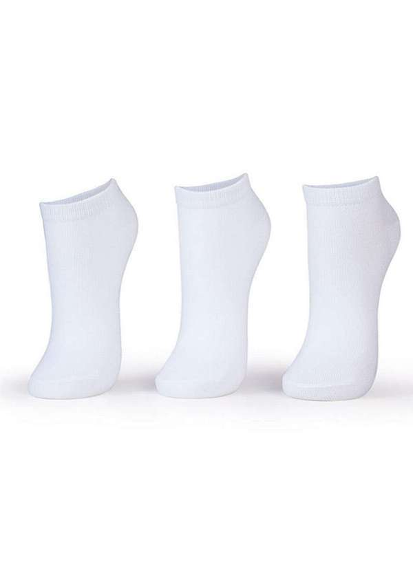 Vista 2 Kit com 3 Meias Cano Curto Puket 8548 3605-100-Branco Puket