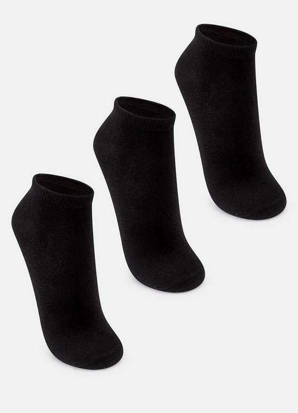 Vista 2 Kit com 3 Meias Cano Curto Puket 8548 3605-102-Preto Puket